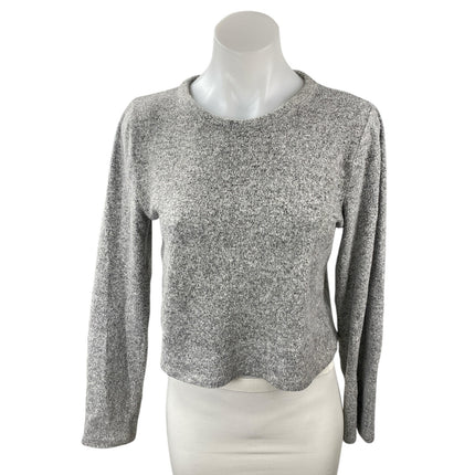 Zara Women's Gray Heather Long Sleeve Round Neck Knit Boxy Sweater Top Size L