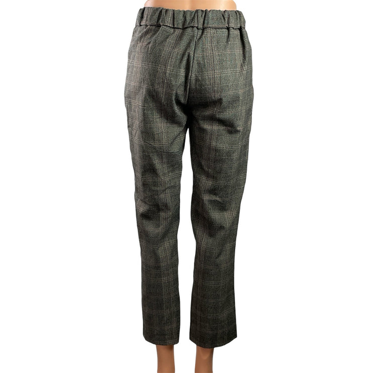 Vero Moda Womens Gray Plaod Checkered Low Rise Straight Trousers Dress Pants S