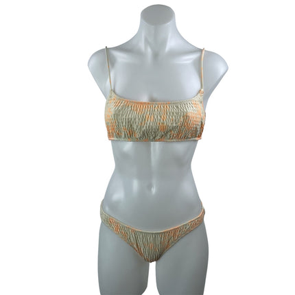 Triangl Women's Green Coral Smocked Bralette Two Piece Bikini Swimwear Size S/M