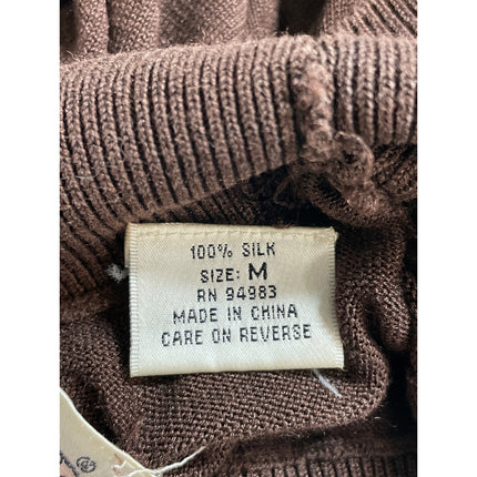 Diane Von Furstenberg Silk Asset Brown 100% Silk Sleeveless Turtleneck Sweater M