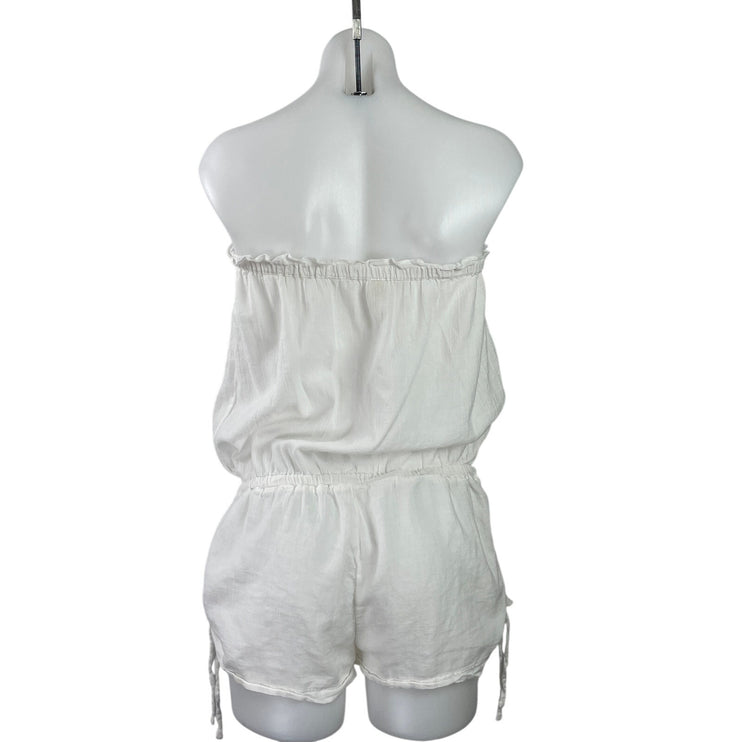 Victoria's Secret Womens White Strapless Tube Elastic Waist Romper Shorts Size S