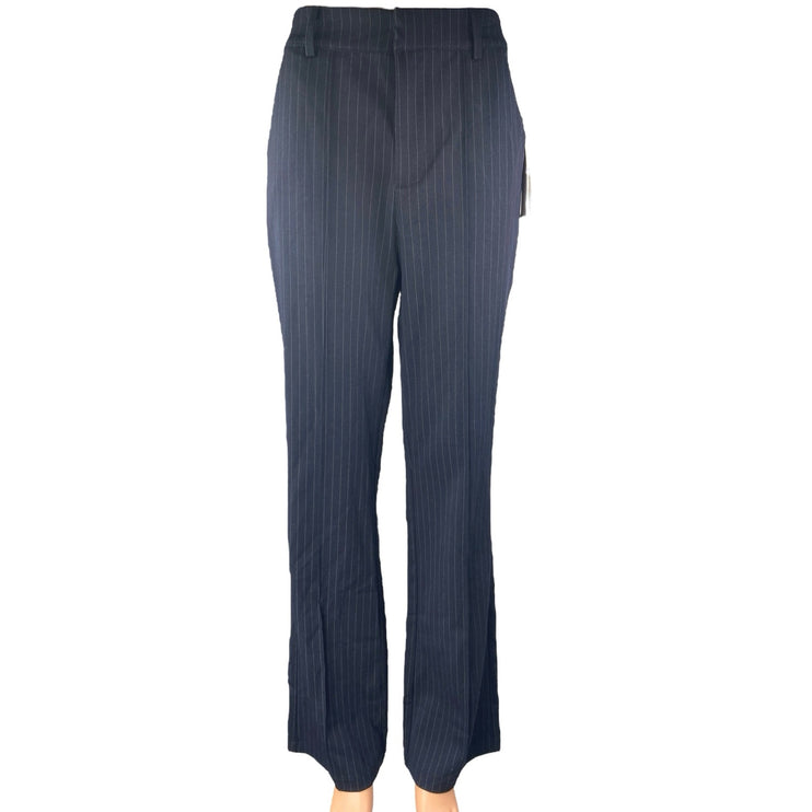 NEW Aqua Navy Blue Pinstripe High Rise Flare Bootcut Trousers Dress Pants Sz XS