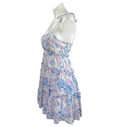 BuddyLove Delilah Abstract Ruffled Tiered Mini Cami Tank Flare A-Line Dress Sz S