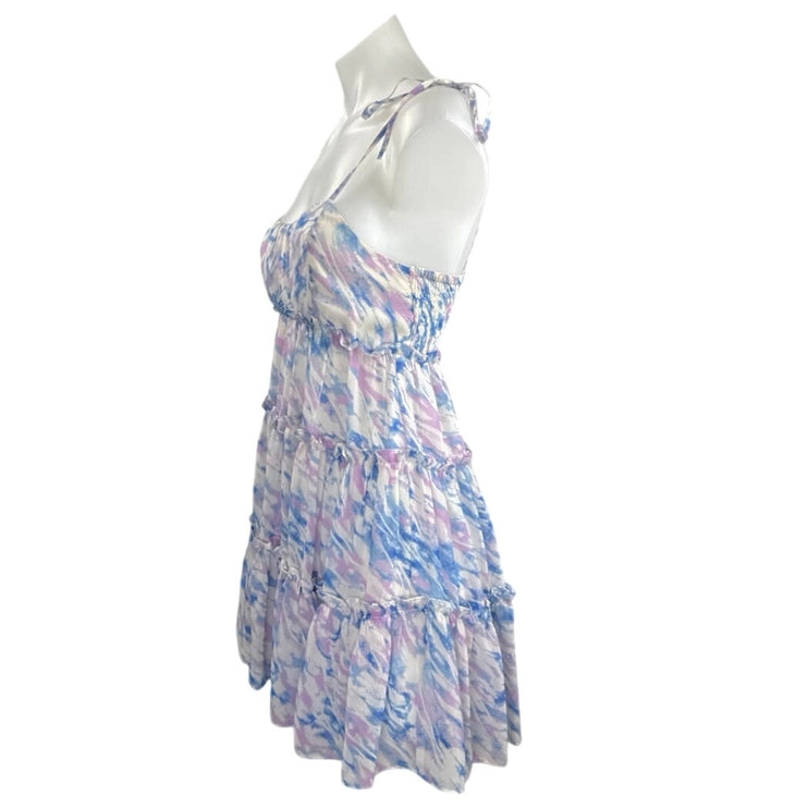 BuddyLove Delilah Abstract Ruffled Tiered Mini Cami Tank Flare A-Line Dress Sz S
