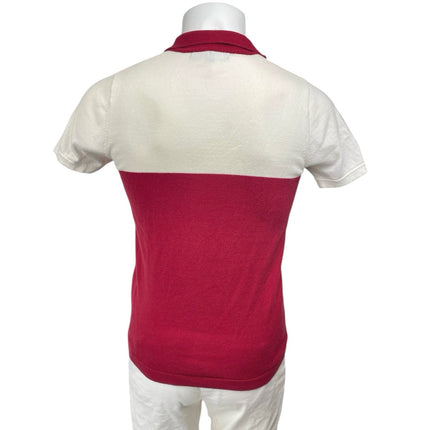 Tyler Men's Cream Red Colorblock Short Sleeve Collared Pocket Polo Shirt Top S