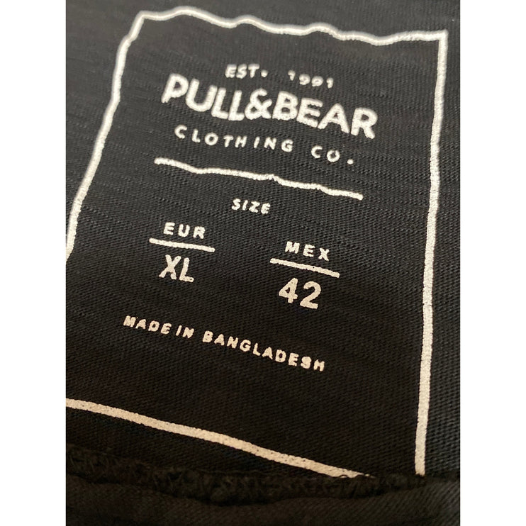 Pull & Bear Men's Black Crewneck Short Sleeve Basic Casual Tee T-shirt Top Sz XL