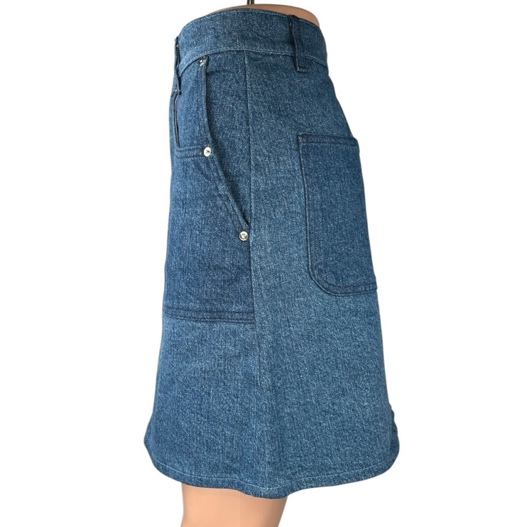 & Other Stories Blue Denim Mini Knee Length Straight Pencil Jean Skirts Size 8