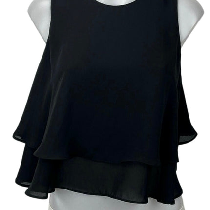 Zara Women's Black Sleeveless Tiered Ruffle Cami Camisole Tank Blouse Top Size S