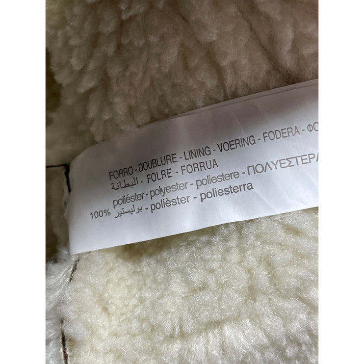 Stradivarius Women's Brown Fleece Sherpa Hoodie Full Zip Faux Leather Jacket L