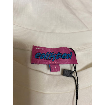 NWT Edikted Women's White Crewneck Long Sleeve Graphic Tee T-shirt Crop Top Sz S