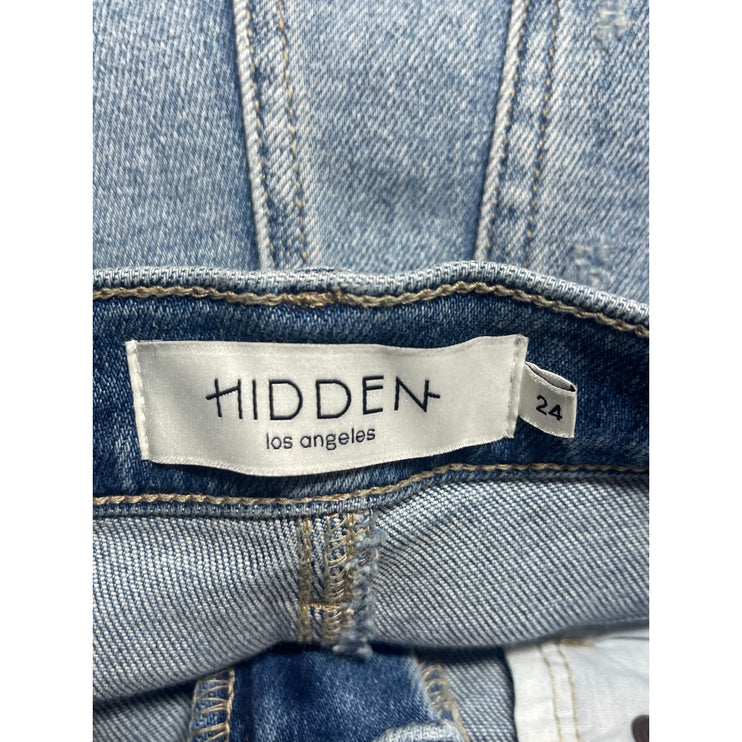 Hidden Women's Blue High Waisted Medium Wash Baggy Wide Leg Denim Jeans Pants 24