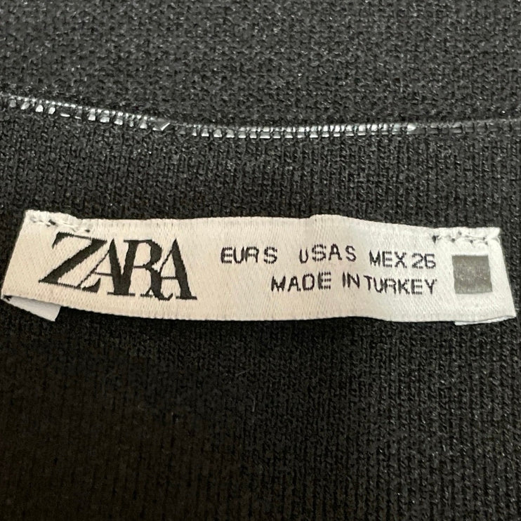 Zara Women's Black Sleeveless High Neck Knit Stretch Mini Bodycon Dress Size S