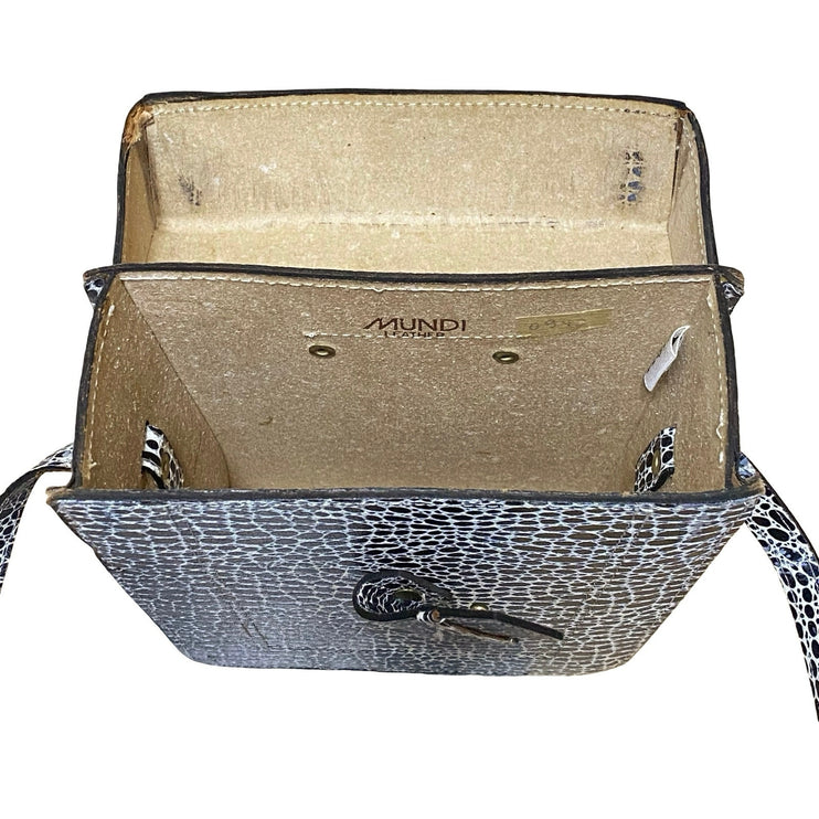 Mundi Women's Black White Snakeskin Animal Print Leather Crossbody Handbag OS