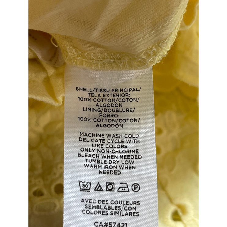Ann Taylor LOFT Yellow Floral Eyelet Embroidered Ruffle Tiered Mini Skirt Size S