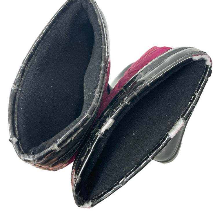 Burberry Pink Black Quilted Slip On Round Toe Knee High Snow Rain Boots Size 7.5