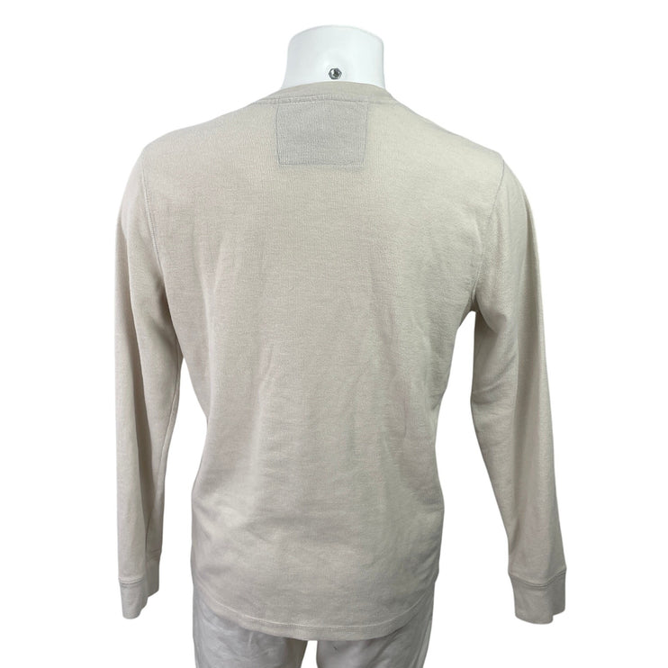 Banana Republic Men's Light Gray Knit Long Sleeve Henley T Shirt Tee Top Size L