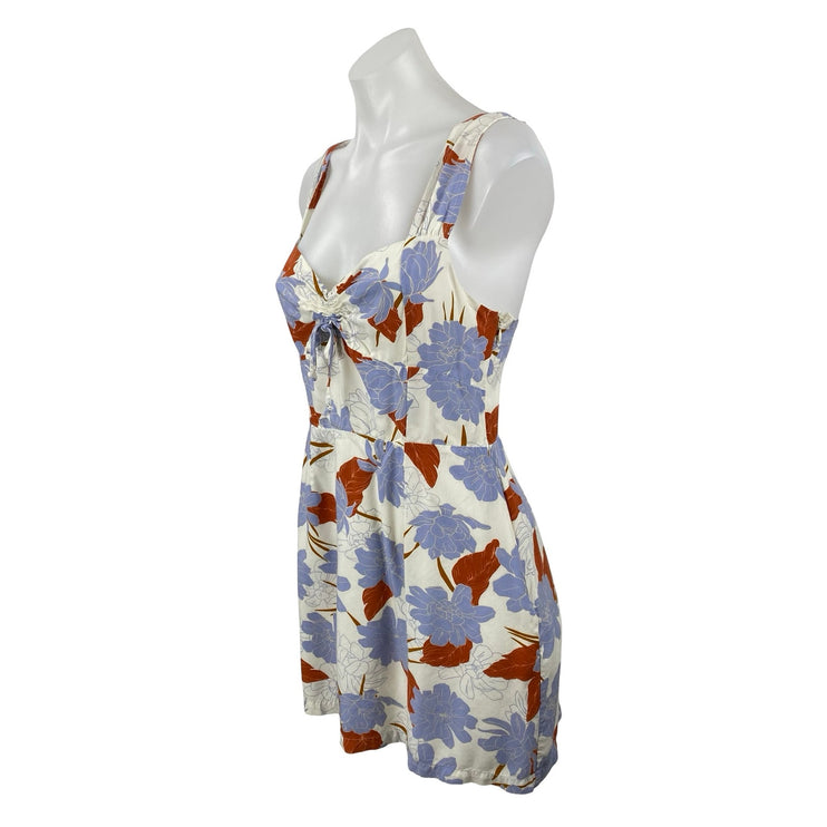 L Space Multicolor Floral Tie Sleeveless Sweetheart Smocked A Line Mini Dress M