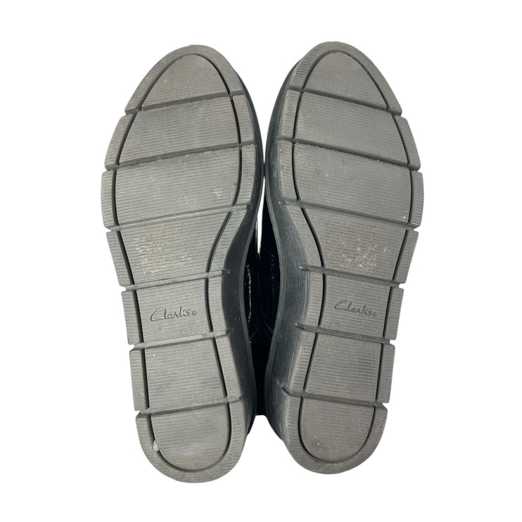 Clarks Airabell Tye Womens Black Patent Leather Lace-Up Platform Oxford Shoes 9