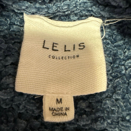 Le Lis Blue Colorblock Chunky Knit Long Sleeve Pullover Crop Sweater Top Size M