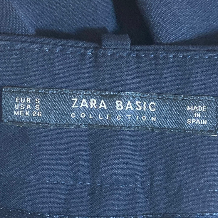 Zara Women's Black High Rise Slim Fit Tapered Leg Ankle Trousers Pants Size S