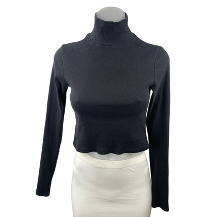 Reformation Davy Women's Black Turtleneck Long Sleeve Knit Crop Top Size M