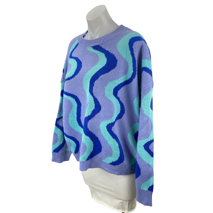 Altar'd State Geo Wavy Knit Womens Abstract Long Sleeve Sweatshirt Sweater Top M