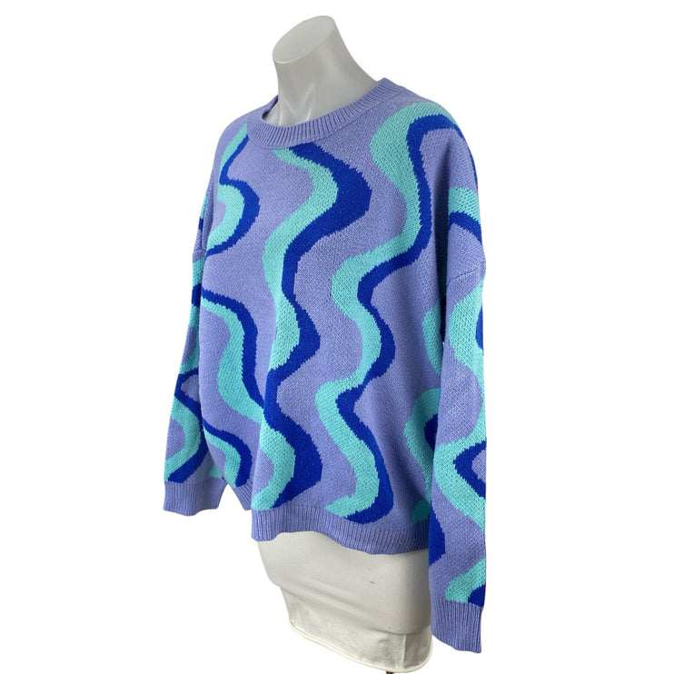 Altar'd State Geo Wavy Knit Womens Abstract Long Sleeve Sweatshirt Sweater Top M