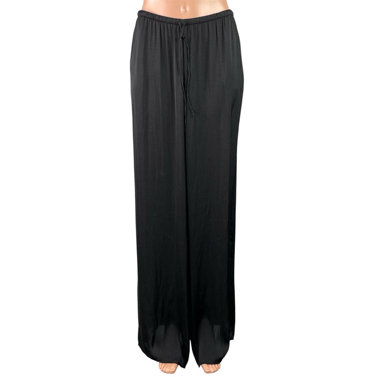 Zara Women's Black Drawstring High Waisted Wide Leg Baggy Trousers Pants Size M