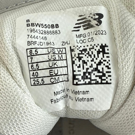 New Balance 550 Rain Cloud Men's White Gray Low Top Sneakers Shoes M-7 W-8.5