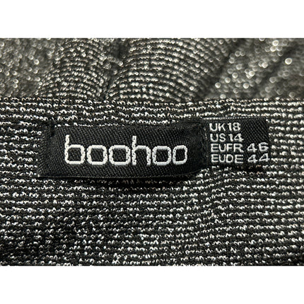 Boohoo Gray Metallic Strapless Tube Bandeau Ruched Mini Bodycon Dress Size 2XL