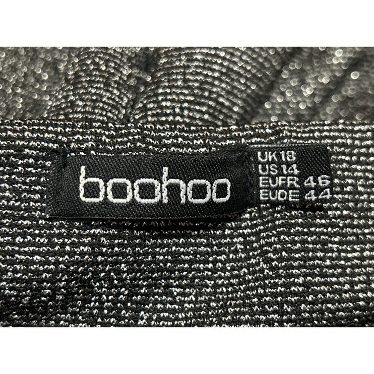 Boohoo Gray Metallic Strapless Tube Bandeau Ruched Mini Bodycon Dress Size 2XL