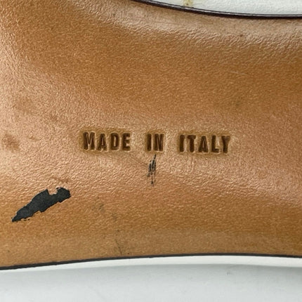 Salvatore Ferragamo White Color Block Leather Block Heels Slip On Pump Shoes 5.5