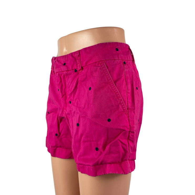 Tommy Hilfiger Women's Pink Embroidered Polka Dots Mid Rise Mini Shorts Size 2