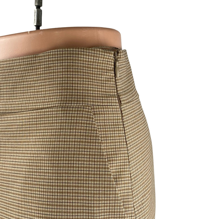 Zara Women's Tan Beige Khaki Plaid High Waisted Pocket Casual Mini Shorts Size S
