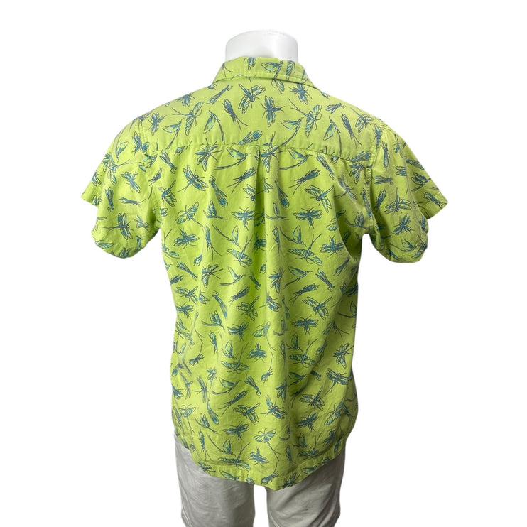 Columbia Men's Green Firefly Graphic Pocket Short Sleeve Button Up Shirt Top M