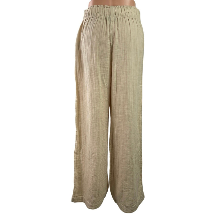 GAP Women's Beige Pleated High Waisted Palazzo Wide Leg Baggy Trousers Pants S