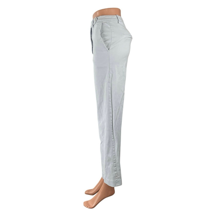 Theory Women's Light Blue High Rise Cotton Wide Leg Baggy Trousers Pants Size 0