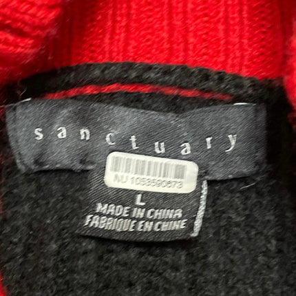 Sanctuary Women's Black Red Striped Turtleneck Ribbed Knit Sweater Top Size L