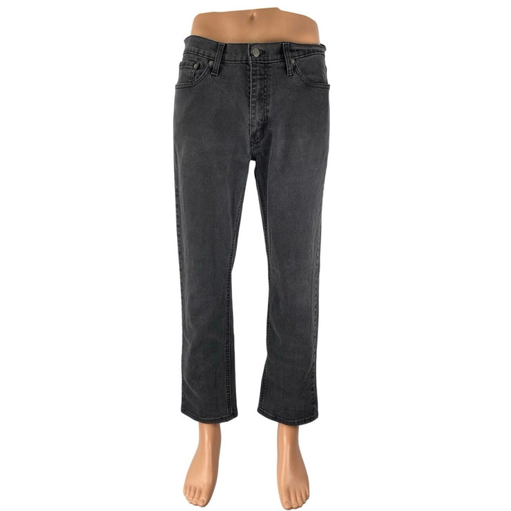 Levi's Mens Black Gray High Rise Straight Leg Trousers Denim Jeans Pants W33 L30