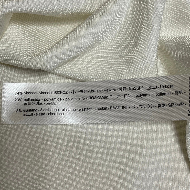 Zara Women's Ivory White Lettuce Sleeveless Mock Neck Knit Tank Crop Top Size S