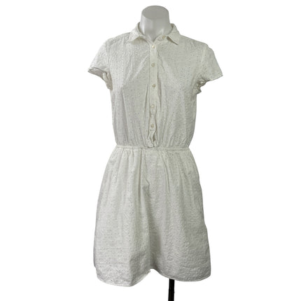 J.Crew Mercantile White Eyelet Embroidered Short Sleeve A Line Mini Dress XS