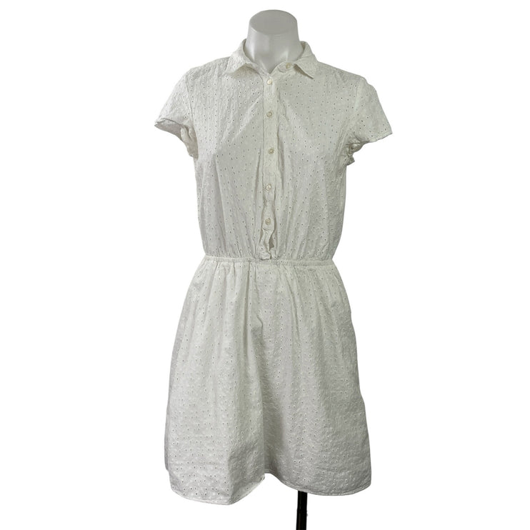 J.Crew Mercantile White Eyelet Embroidered Short Sleeve A Line Mini Dress XS