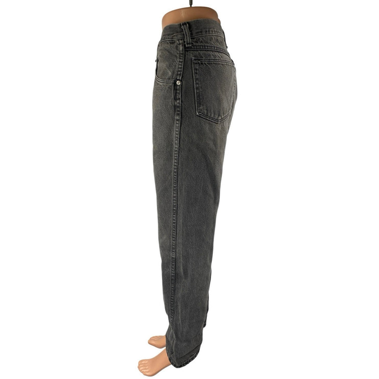 Wrangler Women's Black Washed High Rise Relaxed Straight Denim Jeans Size 33x30