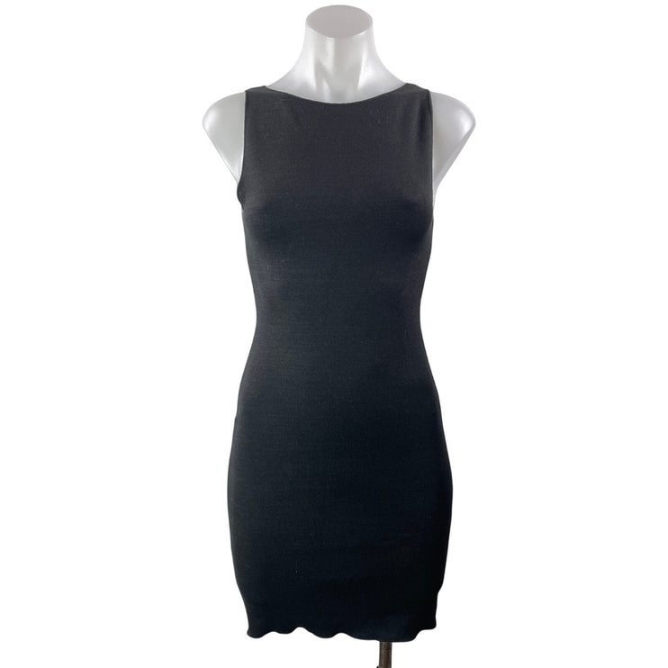 Zara Women's Black Sleeveless High Neck Knit Stretch Mini Bodycon Dress Size S