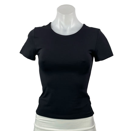 Aritzia Contour Women's Black Short Sleeve Crew Neck Cropped T Shirt Tee Top S