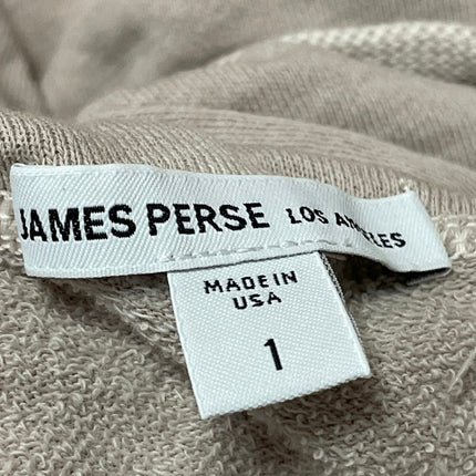 James Perse French Terry Brown Long Sleeve Zip Crop Hoodie Sweatshirt Jacket 1