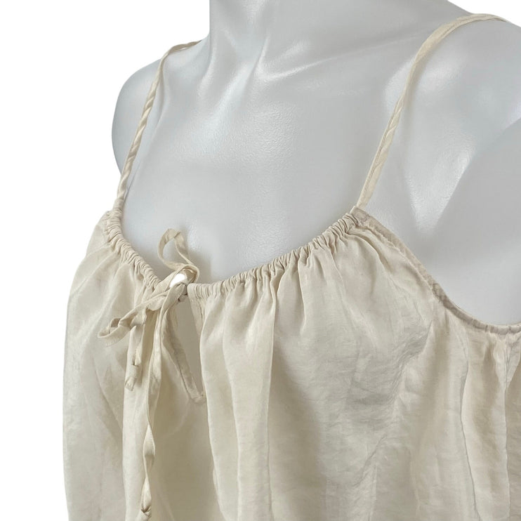 J.Crew Women's Cream Sleeveless Tie Scoop Cami Camisole Cropped Tank Top Size M