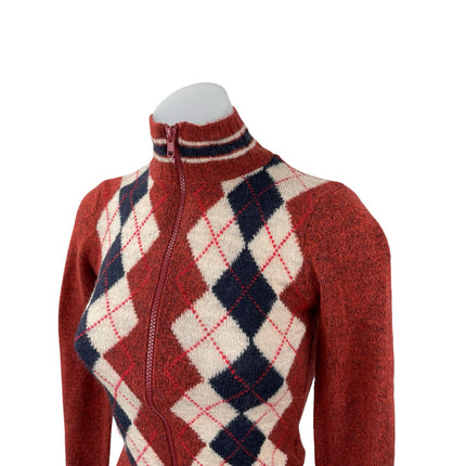Urban Outfitters BDG Wool Multicolor Argyle Long Sleeve Crop Sweater Top Size S