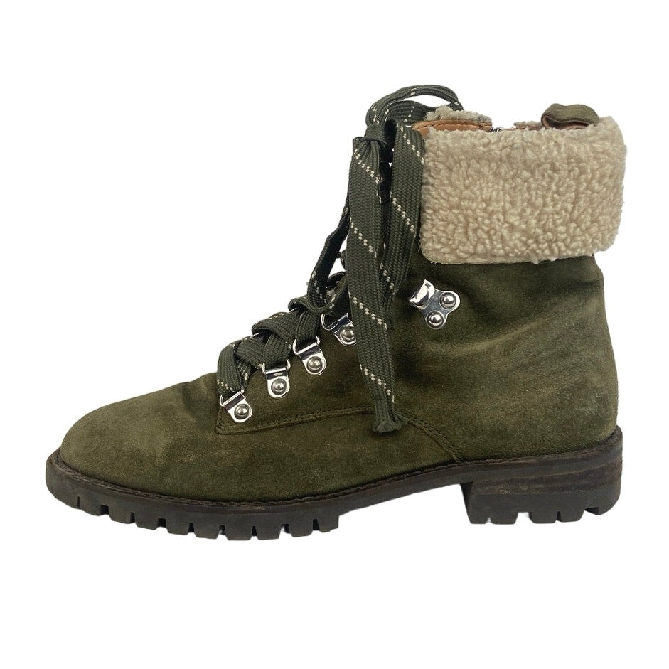 Rebecca Minkoff Jaylin Olive Green Suede Lace Up Combat Hiking Boots S Brie