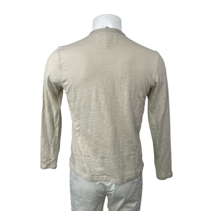 WRK Work Rest Karma Men's Beige Long Sleeve Crew Henley T Shirt Tee Top Size M